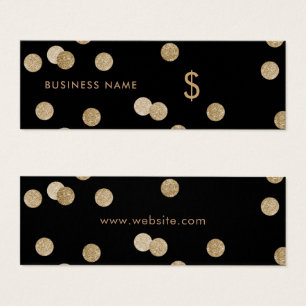 Chic Faux Gold Glitter Confetti Black Price Tag