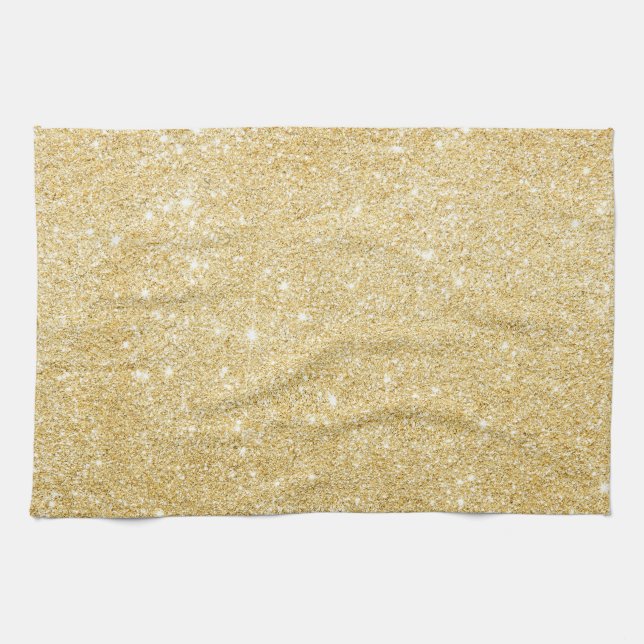Chic Faux Gold Glitter Luxury Kitchen Towel (Horizontal)