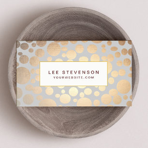 Chic Faux Gold Leaf Circles Light Grey Business Card
