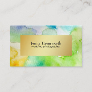 Chic Faux Gold Minimalist Abstract Watercolor Business Card