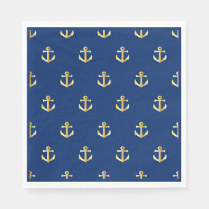 Chic Faux Gold Nautical Anchors Pattern Napkin