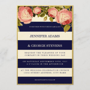 CHIC FAUX GOLD   ROSE WEDDING INVITATION