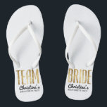 Chic Faux Gold Team Bride Wedding Bachelorette Jandals<br><div class="desc">Elegant, chic, and modern faux printed gold outline, Team Bride keepsake flip flops. This classic and sophisticated design is perfect for the classy, trendy, and stylish bridesmaid or maid of honour. Wear them to the bachelorette party or any pre-wedding event to show your support for the bride. All photo print...</div>