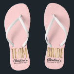 Chic Faux Gold Team Bride Wedding Bachelorette Jandals<br><div class="desc">Elegant, chic, and modern faux printed gold outline rose quartz pink, Team Bride keepsake flip flops. This classic and sophisticated design is perfect for the classy, trendy, and stylish bridesmaid or maid of honour. Wear them to the bachelorette party or any pre-wedding event to show your support for the bride....</div>