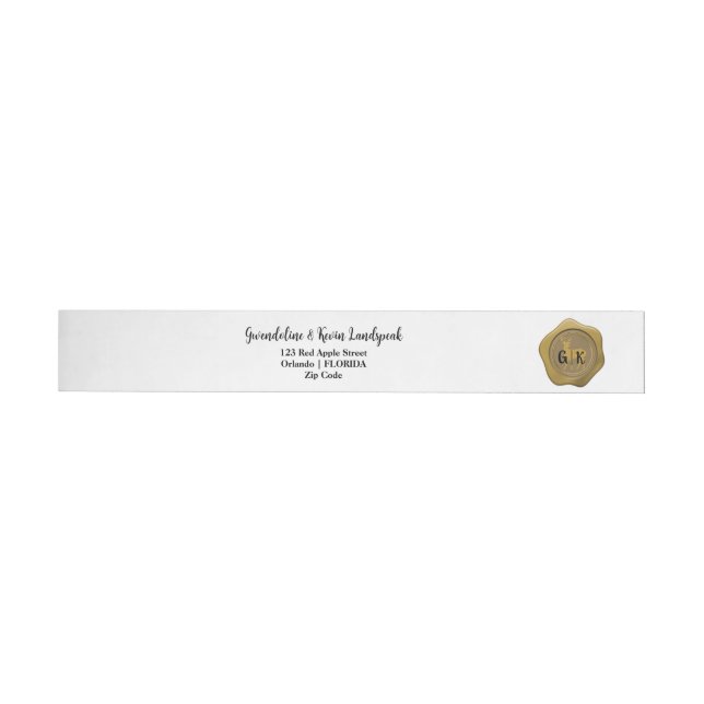 Chic Faux Gold Wax Seal Glitter Deer Wedding Wrap Around Label (Individual)