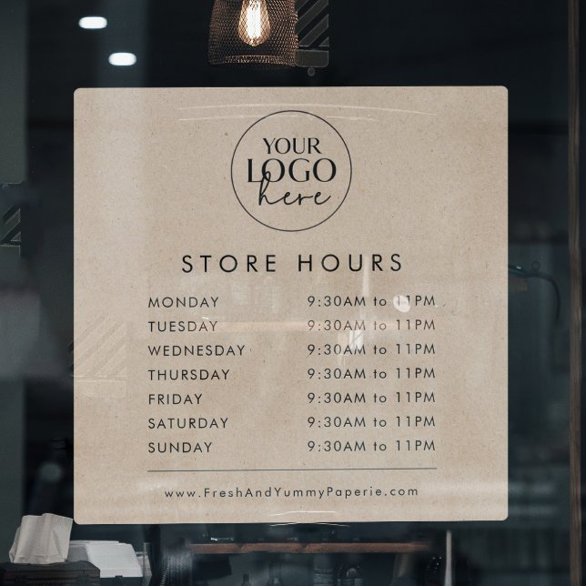 Chic Faux Kraft Business Logo Store Hours (Creator Uploaded)