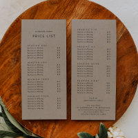 Chic Faux Kraft Double Sided Business Price List