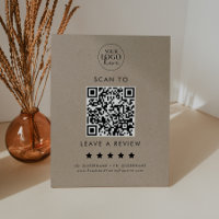 Chic Faux Kraft Logo QR Code Leave A Review