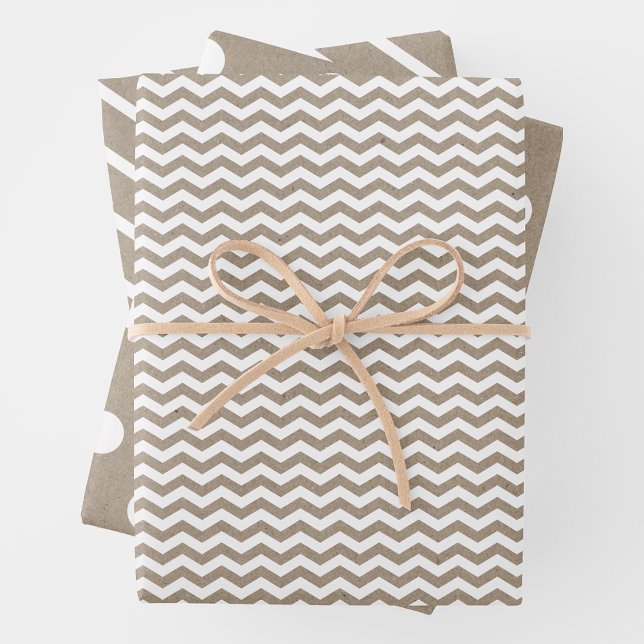Chic Faux Kraft Paper w/ Fun White Multi-Patterns (Chic Faux Kraft Paper w/ Fun White Multi-Patterns)