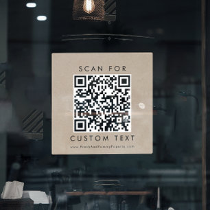Chic Faux Kraft Typography Business Custom QR Code