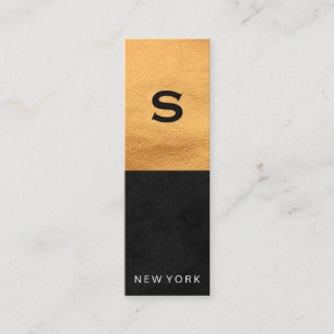 Chic Faux Leather and Sleek Black Mini Business Card