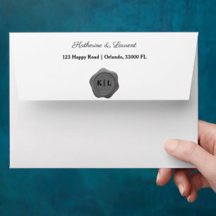 Chic Faux Light Silver Wax Seal & Custom Initials Envelope