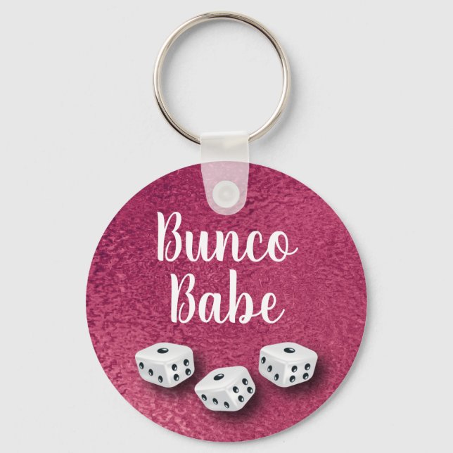 Chic Faux Pink Foil Bunco Dice Key Ring (Front)
