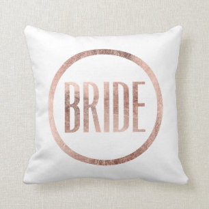 Chic Faux Rose Gold Bride Typography Cushion