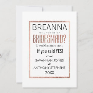 Chic Faux Rose Gold Bridesmaids Invitations