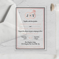Chic Faux Rose Gold Foil Monogram Wedding Rings