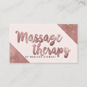 Chic Faux Rose Gold Glitter Massage Therapist Business Card