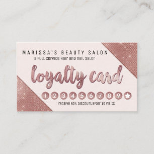 Chic Faux Rose Gold Glitter Sequins Loyalty Card