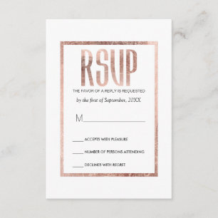 Chic Faux Rose Gold RSVP Cards
