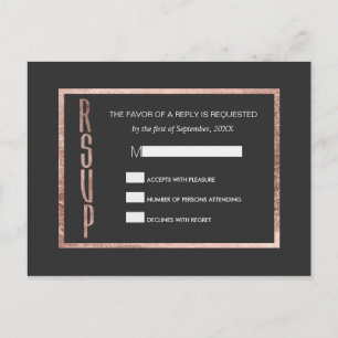 Chic Faux Rose Gold RSVP Postcards