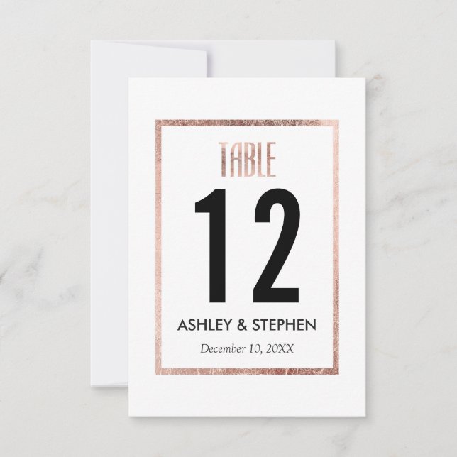Chic Faux Rose Gold Table Numbers (Front)
