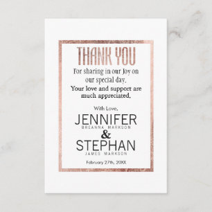 Chic Faux Rose Gold Thank You Cards