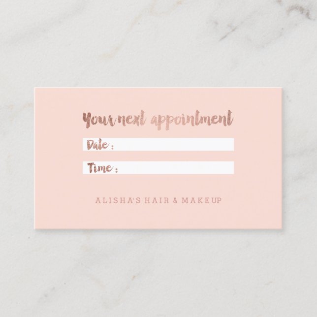 Chic faux rose gold typography blush appointment (Front)