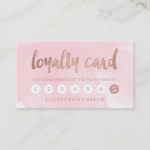 Chic faux rose gold typography pink loyalty card