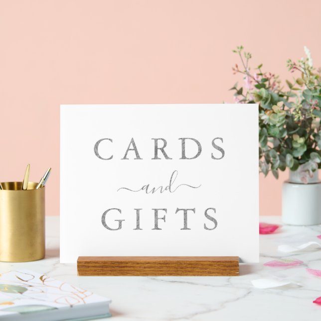 Chic Faux Silver Foil Wedding Cards & Gifts Acrylic Sign (Wedding)