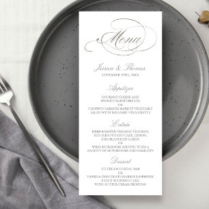 Chic Faux Silver Foil Wedding Menu Template