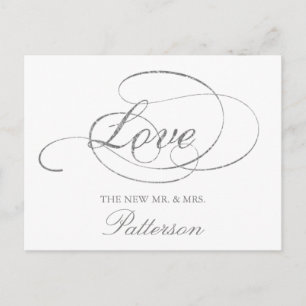 Chic Faux Silver Foil Wedding Thank You Template Postcard