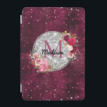 Chic faux Silver Glitter Burgundy Floral monogram  iPad Mini Cover<br><div class="desc">Pretty chic and elegant vintage flowers girly faux glitter bling in burgundy, rose and silver design to create a special unique stylish case to protect your device. Beautiful, modern and cool floral cover for the trend-savvy and art-loving hip trendsetter. This stylish sophisticated design would be great for girls who enjoy...</div>