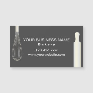 Chic Faux White Gold Bakery Business Magnet