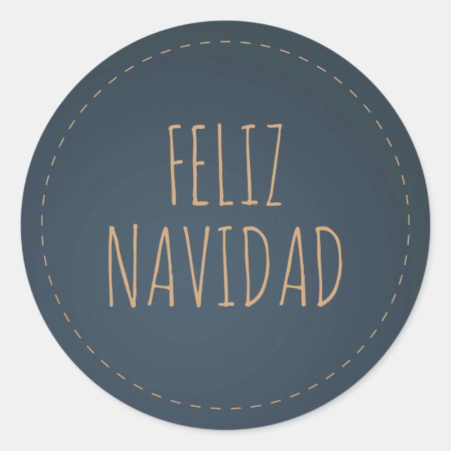 Chic Feliz Navidad Fleece Navidad... Customizable  Classic Round Sticker (Front)