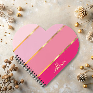 chic feminine pink gold Name Notebook