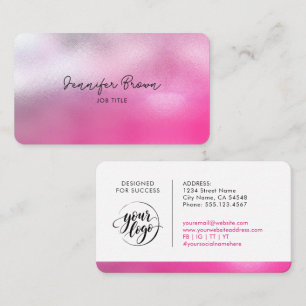 Chic Feminine Pink Metallic Logo Business Branding Card
