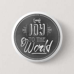 Chic Festive Chalkboard Joy to the World 6 Cm Round Badge