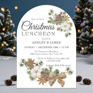 Chic Festive Cotton Pine Corporate Christmas Party Acrylic Invitations