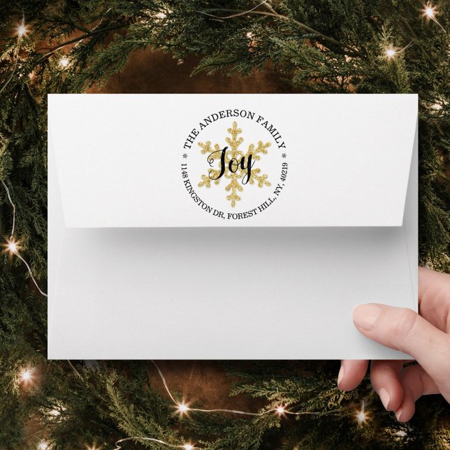 Chic Festive Snowflake Custom Return Address Envelope (Creator Uploaded)