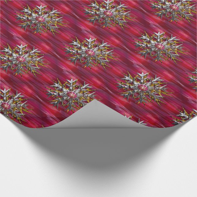 Chic Festive Snowflake Over Paris  Glossy Wrapping Paper (Corner)