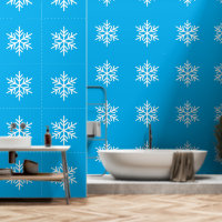 Chic Festive White Snowflake On Bright Azure Blue