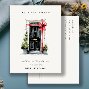 Chic Festive Winter Front Door We have Moved  Postcard