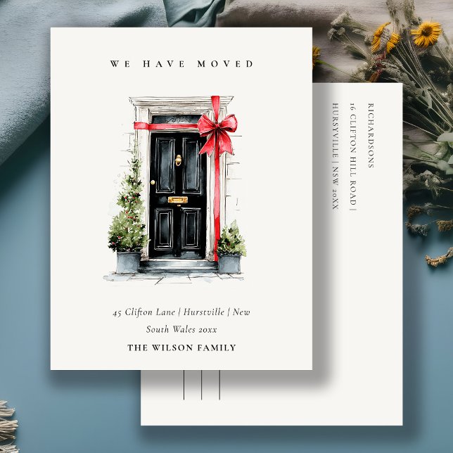 Chic Festive Winter Front Door We have Moved  Postcard (Creator Uploaded)