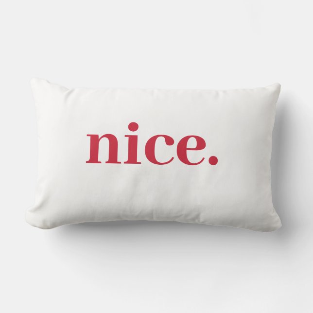 "Chic Festivity: 'Nice' Modern Christmas Throw Pil Lumbar Cushion (Front)
