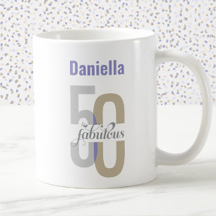 Chic Fifty & Fabulous 50th Birthday Personalised Coffee Mug