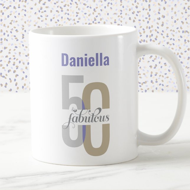 Chic Fifty & Fabulous 50th Birthday Personalised Coffee Mug (Creator Uploaded)