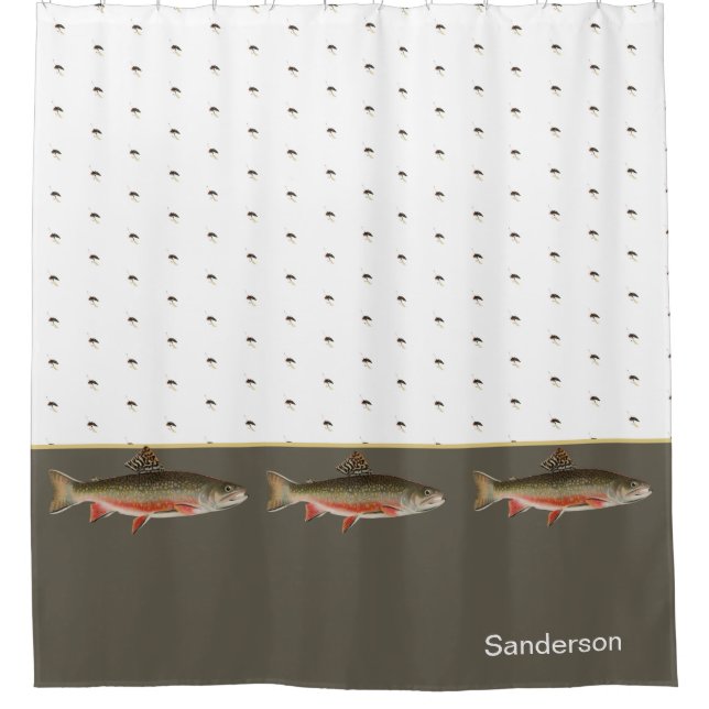Chic Fishermen's Fly fishing and Trout Bathroom  Shower Curtain (Front)