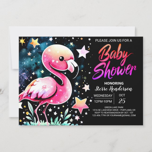 Chic Flamingo Baby Shower Invitation (Front)