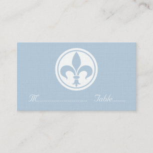Chic Fleur De Lis Place Card, Blue Card