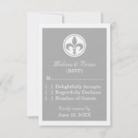 Chic Fleur De Lis Response Card, Grey